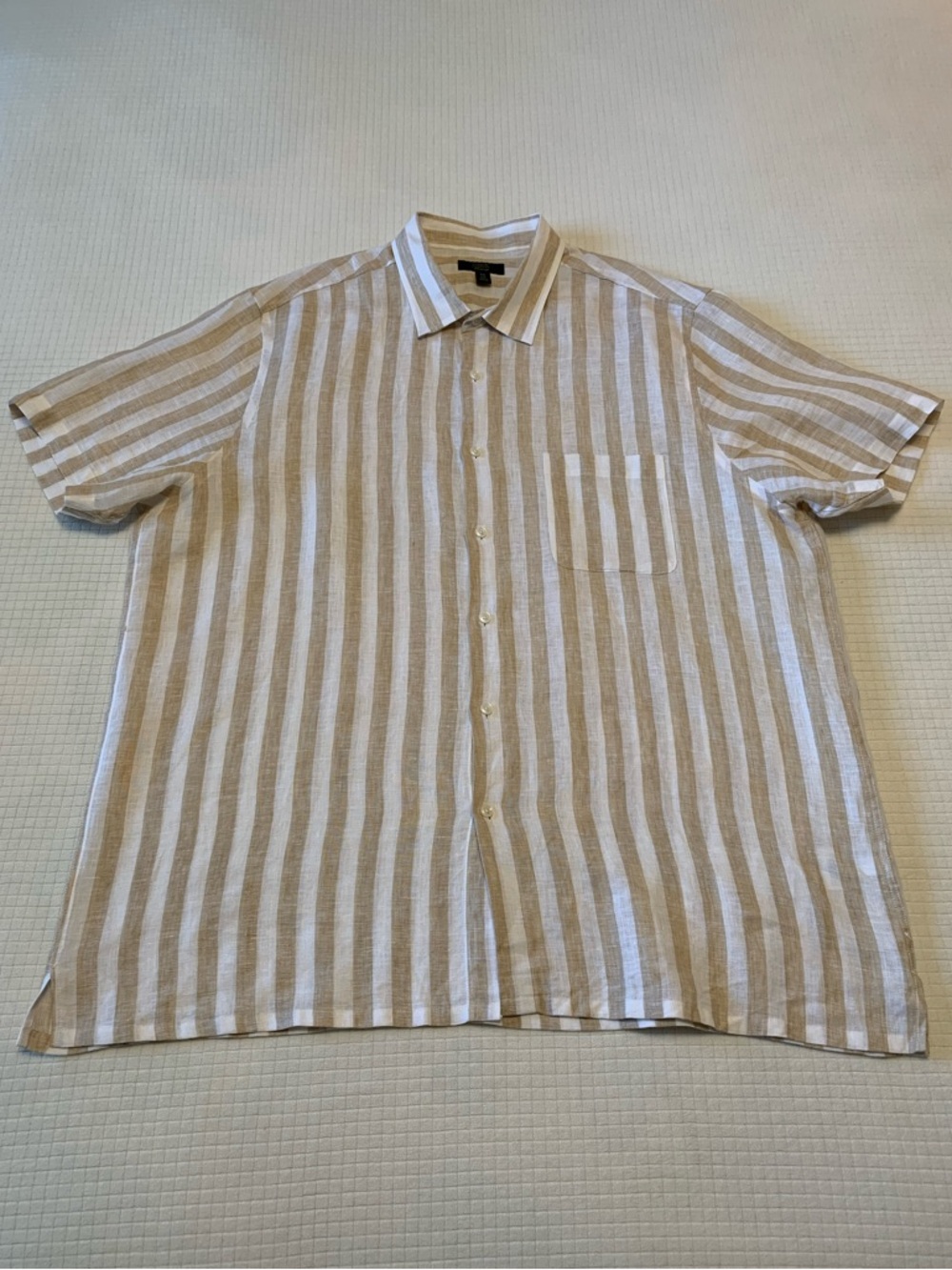 Club Room tan/white striped linen shirt